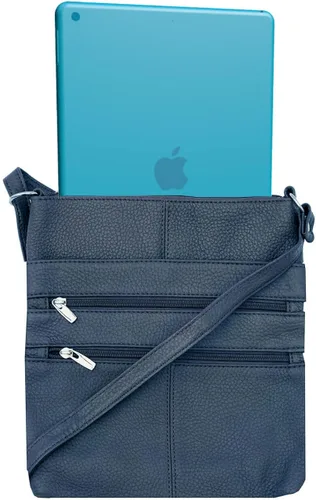 Vista 3 de SILVERFEVER Bolso cruzado grande de cuero para mujer, resistente al agua
