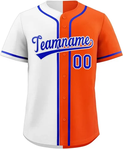 Vista 26 de Camiseta de béisbol dividida personalizada con botones y número de nombre cosido personalizado para hombres/mujeres/niños