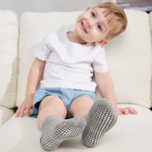 Vista 7 de ZAPLES Calcetines tobilleros antideslizantes para bebés con agarre antideslizante para niños y niñas, corte bajo para bebés y niños pequeños