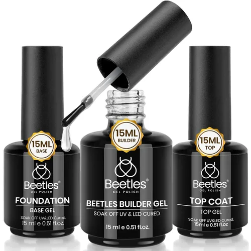 Vista 21 de Beetles Gel Polish Capa superior de gel que no se limpia de larga duración A-transparente-1