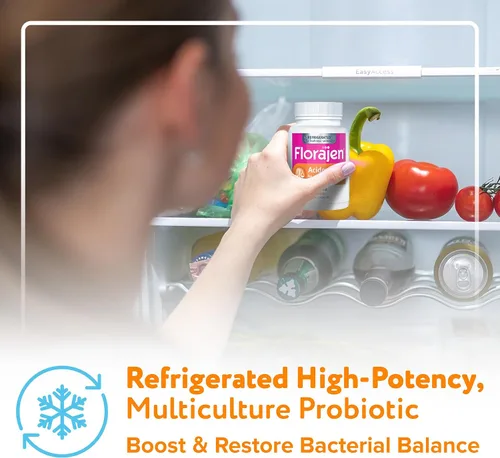 Vista 5 de Florajen Probióticos Acidophilus, salud intestinal, salud vaginal y suplemento de apoyo inmunológico, alivio del estreñimiento y la hinchazón