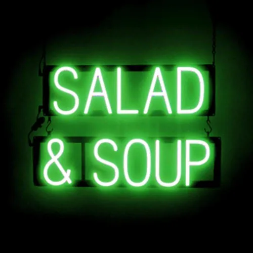 Vista 23 de SpellBrite DELI Sign Letrero relacionado con delicatessen con aspecto neón, fuente de luz LED azul 13.4 x 6.3 pulgadas