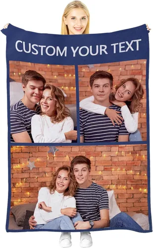 Vista 14 de Manta personalizada con imagen, manta personalizada para parejas, manta de fotos para sofá, familia, Navidad, Halloween, cumpleaños, boda, regalos