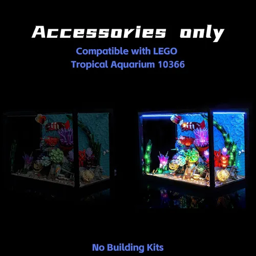 Vista 4 de BrickBling - Luz LED compatible con Lego Aquarium Tropical 10366, lámpara de decoración compatible con Lego Tanque de Peces Tropical - Excluye