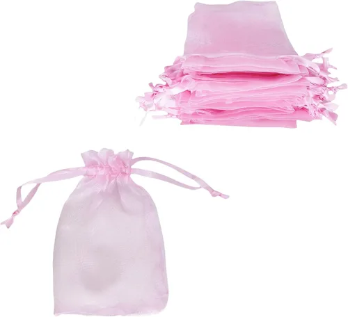 Vista 15 de QIANF 20 bolsas de regalo de organza azul transparente de 4 x 6 pulgadas con cordón, bolsas de recuerdo de fiesta de boda