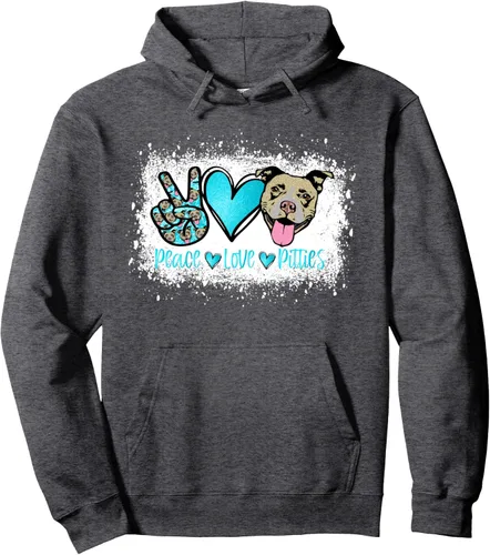 Vista 4 de Peace Love Pitties Pitbull Lover Pet Owner - Sudadera con capucha para mamá y perro, Negro