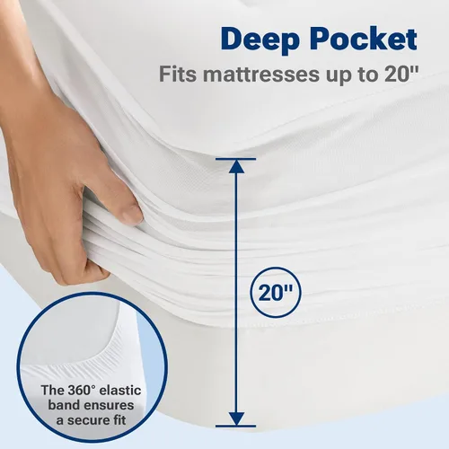 Vista 5 de Sleep Philosophy - Protector de colchón impermeable tamaño completo, funda de colchón acolchada y ajustada de microfibra, con 3M Scotchgard