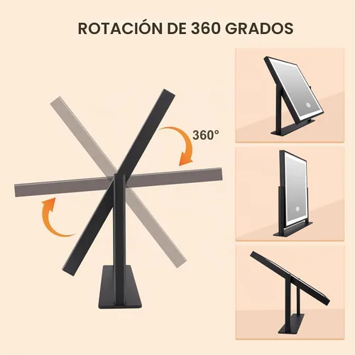 Vista 4 de Beelux Espejo de tocador con luces, espejo de maquillaje de 11 pulgadas con luz regulable, control inteligente, memoria, ajustable 3 modos