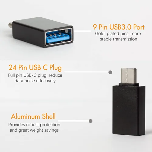 Vista 4 de Adaptador USB C a USB 3.0, paquete de 4 adaptadores USB C a A macho a hembra compatibles con MacBook 2018 2017 2016, Samsung Galaxy Note 8, Galaxy
