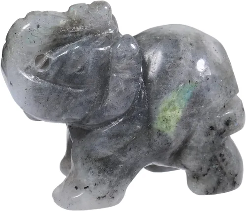 Vista 6 de Estatua de cristal de elefante tallada a mano, escultura de animal guardián de oficina en casa, decoración de 1.5 pulgadas, obsidiana negra