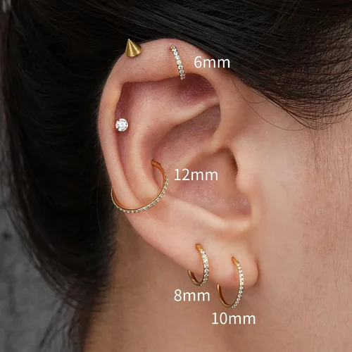 Vista 3 de FINE4U ASTM F136 Titanium Hoop Body Jewelry 16G 6mm 8mm 10mm 11mm 12mm - Hypoallergenic Hinged Clicker for Septum, Cartilage, Conch, Helix, Rook