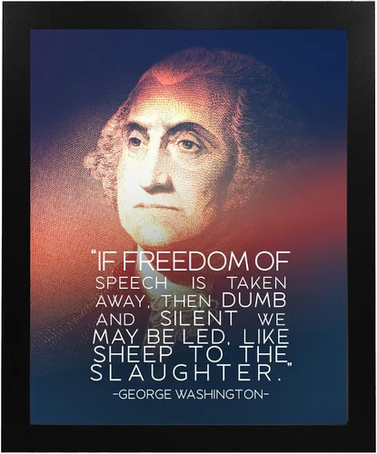 Vista 5 de Arte de pared con citas de George Washington: si se quita la libertad de expresión, esta decoración de pared patriótica política con silueta