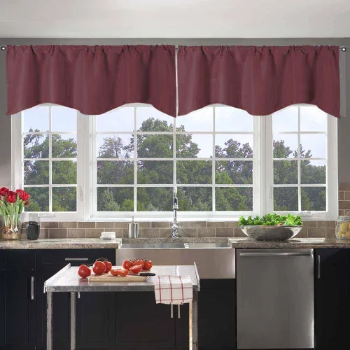 Vista 21 de Cenefa Blanco Puro Paquete de 2 - Cortinas de Liquidación para Sala de Estar, Baño y Dormitorio - Estilo Granja Festoneado, 18 Pulgadas de Largo