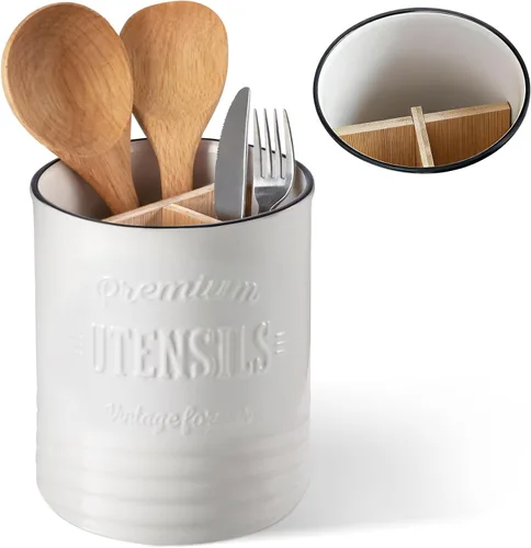 Vista 7 de DOWAN Soporte para Utensilios de Cocina Extra Grande de 7.2″ - Soporte para Utensilios Estilo Granja para Encimera - Recipiente de Cerámica