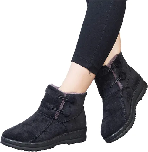 Vista 3 de Botas de nieve para mujer, con forro de lana, punta redonda, cálidas y cómodas, botas de invierno para mujer, botas Chelsea