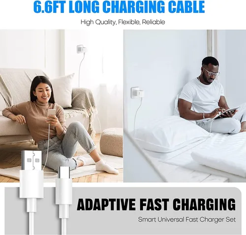Vista 7 de Cargador rápido para Samsung 6 pies tipo C cable de carga rápida con teléfono Android USB bloque de cargador de pared para Samsung Galaxy S10 9 8