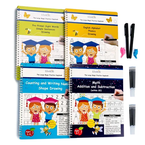 Vista 11 de Práctica de escritura ranurada mágica para niños, actividades de aprendizaje preescolar, libros de rastreo para edades de 3 a 5, 6 a 8 años