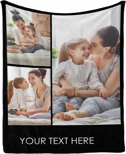 Vista 25 de InterestPrint Manta personalizada con texto y fotos, collage, regalo personalizado para cumpleaños, aniversario, boda, regalo personalizado