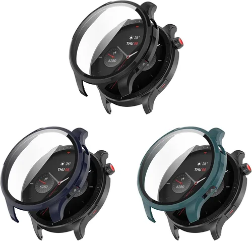 Vista 10 de Funda de reloj compatible con Amazfit GTR 4, resistente a los arañazos, funda de PC con protector de pantalla de vidrio templado HD para Amazfit GTR