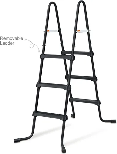 Vista 8 de Funsicle SureStep - Escalera de piscina de acero ligero de 3 escalones para exteriores con pies antideslizantes para uso en exteriores, color negro