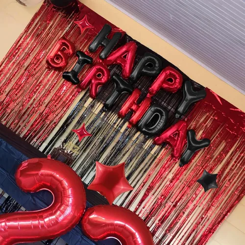Vista 6 de CANREVEL Cartel de feliz cumpleaños, 13 letras de papel de aluminio de Mylar de 16 pulgadas con 12 globos de estrella, decoraciones de fiesta