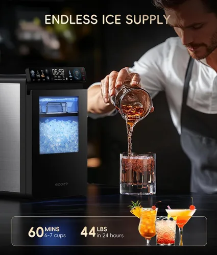 Vista 6 de ecozy Nugget - Máquina de hielo para encimera, primer panel inteligente a todo color de 44 libras/24 horas con control de aplicación, aislamiento