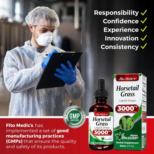 Vista 8 de FITO MEDIC'S Laboratorio - Cola de caballo, extracto de gotas líquidas, vegetariano, sin OMG, sin alcohol, líquido sin gluten, cola de caballo.