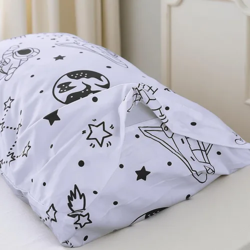 Vista 2 de MAG Juego de 2 fundas de almohada estándar blancas y negras, 20 x 26 pulgadas, fundas de almohada para niños, niños, adolescentes. Galaxy