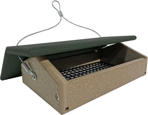 Vista 9 de DutchCrafters Comedero de plástico de poliéster al revés para pájaros, para colgar en el exterior, dos soportes para tartas de sebo para exteriores
