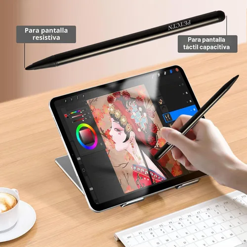 Vista 2 de 2 unidades de lápices capacitivos negros para dispositivos de pantalla táctil universal - Compatibles con iPad, Samsung Galaxy, smartphones