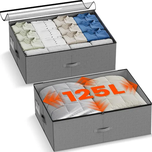 Vista 9 de XXXL 78L Almacenamiento Debajo de la Cama con Ruedas, Contenedores de Almacenamiento Enrollables con Soporte y Tapa Transparente, Marco de Metal