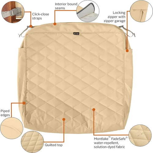 Vista 4 de Classic Accessories Montlake FadeSafe FadeSafe - Funda de cojín acolchada para asiento de patio, resistente al agua, 25 x 25 x 5 pulgadas, manzanilla