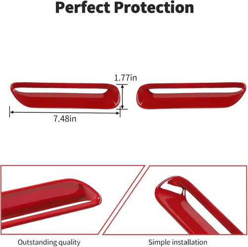Vista 5 de JWWY Para Challenger Hood Aire Acondicionado Salida de Aire Acondicionado Trim para 2009-2014 Dodge Challenger Accesorios, ABS Rojo 2 piezas