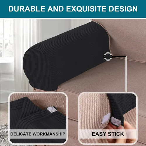 Vista 4 de Turquoize Fundas elásticas para reposabrazos para sillas y sofás, fundas para reposabrazos de sofá de elastano y jacquard, protector de muebles