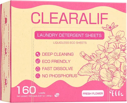 Vista 14 de Hojas de detergente para lavandería hasta 160 lavados, Amber Dusk - Excelentes para viajes, apartamentos, dormitorios, tiras de detergente CLEARALIF
