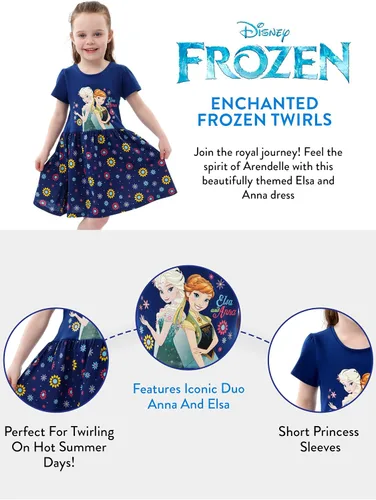 Vista 6 de Disney Frozen Dress Girls Vestido de Anna y Elsa para niñas Vestidos de manga larga de Frozen para niñas