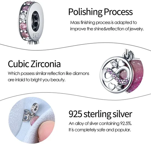Vista 4 de Pandach Dijes de plata de ley 925 para pulseras y collares, colgantes de mariposa y auriculares, dijes de trébol, joyería de regalo para mujeres