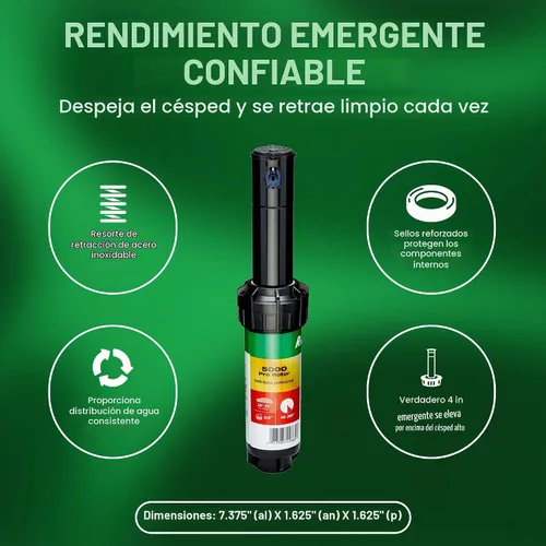 Vista 5 de Rain Bird 5000 - Cabezal de aspersor accionado por engranajes de ajuste Paquete de 4, entrada de 3/4 pulgadas, aspersor desplegable de 4 pulgadas