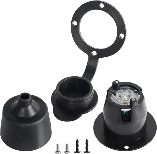 Vista 13 de Toma de corriente con brida NEMA 5-15R - 110 V/120 V, 15 amperios, receptáculo de enchufe hembra redondo individual, resistente a la intemperie