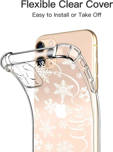 Vista 6 de LUXVEER Funda para iPhone 11 Pro con protector de pantalla, elegante diseño floral en TPU suave transparente, ajuste delgado, funda protectora