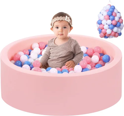 Vista 8 de Wilwolfer Piscina de bolas de espuma para bebés de Wilwolfer para niños pequeños: 47.2 x 13.8 pulgadas, piscina de bolas extra grande para niños