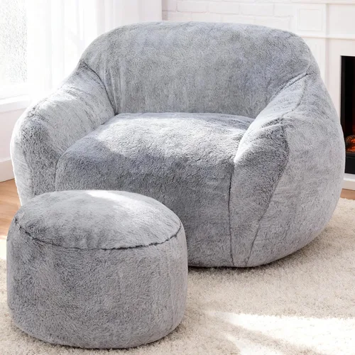 Vista 13 de Puf gigante para adultos, sillas grandes de espuma viscoelástica, sofá puff de gran tamaño con relleno, silla de lectura grande de piel sintética