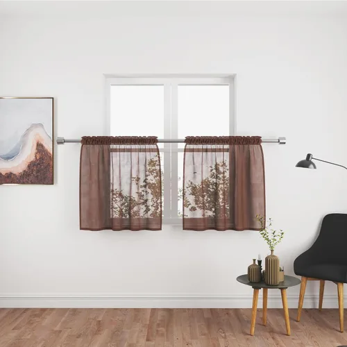 Vista 53 de UPOPO Paneles de Cortina Beige Pequeños Cortinas Transparentes de Gasa de 16 Pulgadas de Largo Cortinas de Cocina de Voile con Textura de Lino