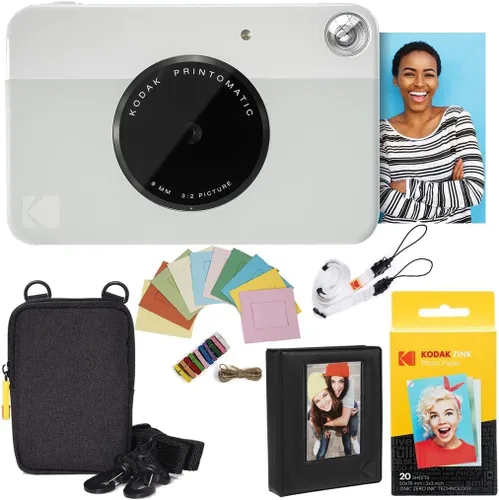 Vista 6 de Kodak Printomatic - Paquete de cámara instantánea (20 hojas), papel Zink (negro) - Estuche - Álbum de fotos - Marcos para colgar.