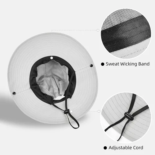 Vista 30 de Rosoz Sombreros de cola de caballo para mujer, protección UV, ala ancha 1 paquete-negro