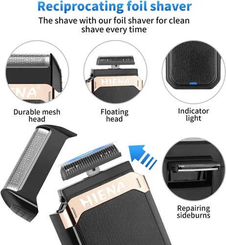 Vista 4 de HIENA PRO Juego de cortapelos profesional y kit de recortadora para hombres, cortadora de peluquería inalámbrica, afeitadora eléctrica de barba