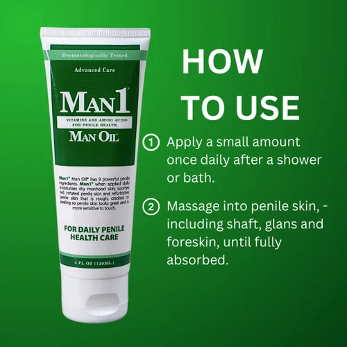 Vista 5 de Man1 Man Oil & Senfla Penile Cream: 2 lociones de tamaño completo para comodidad diaria, piel sana y sensación renovada