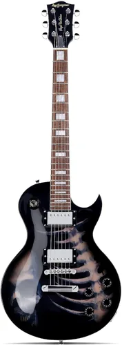 Vista 7 de Leo Jaymz Guitarra eléctrica serie SC - Cuerpo de caoba, diapasón de laurel, humbuckers duales, puente Tune-O-Matic, cuello C, afinadores 18:1