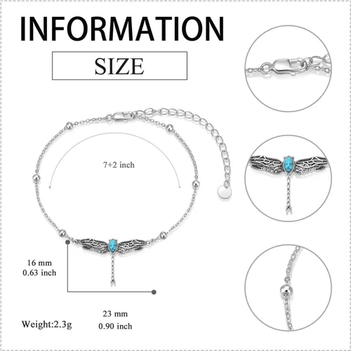 Vista 3 de Pulsera de plata esterlina S925 ajustable con perlas, girasol, libélula y libélula, regalos de joyería de cumpleaños para mujeres, hija, novia