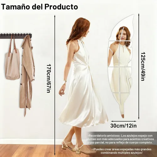 Vista 2 de SITAKE Adhesivos decorativos de pared de espejo acrílico 3D, 11.8 x 49.2 pulgadas, con forma de plumas, calcomanías de arte de pared autoadhesivas